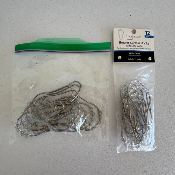 Set of 24 Mainstays Shower Curtain Hooks with Roller Balls Silver Finish - Picture 1 of 1